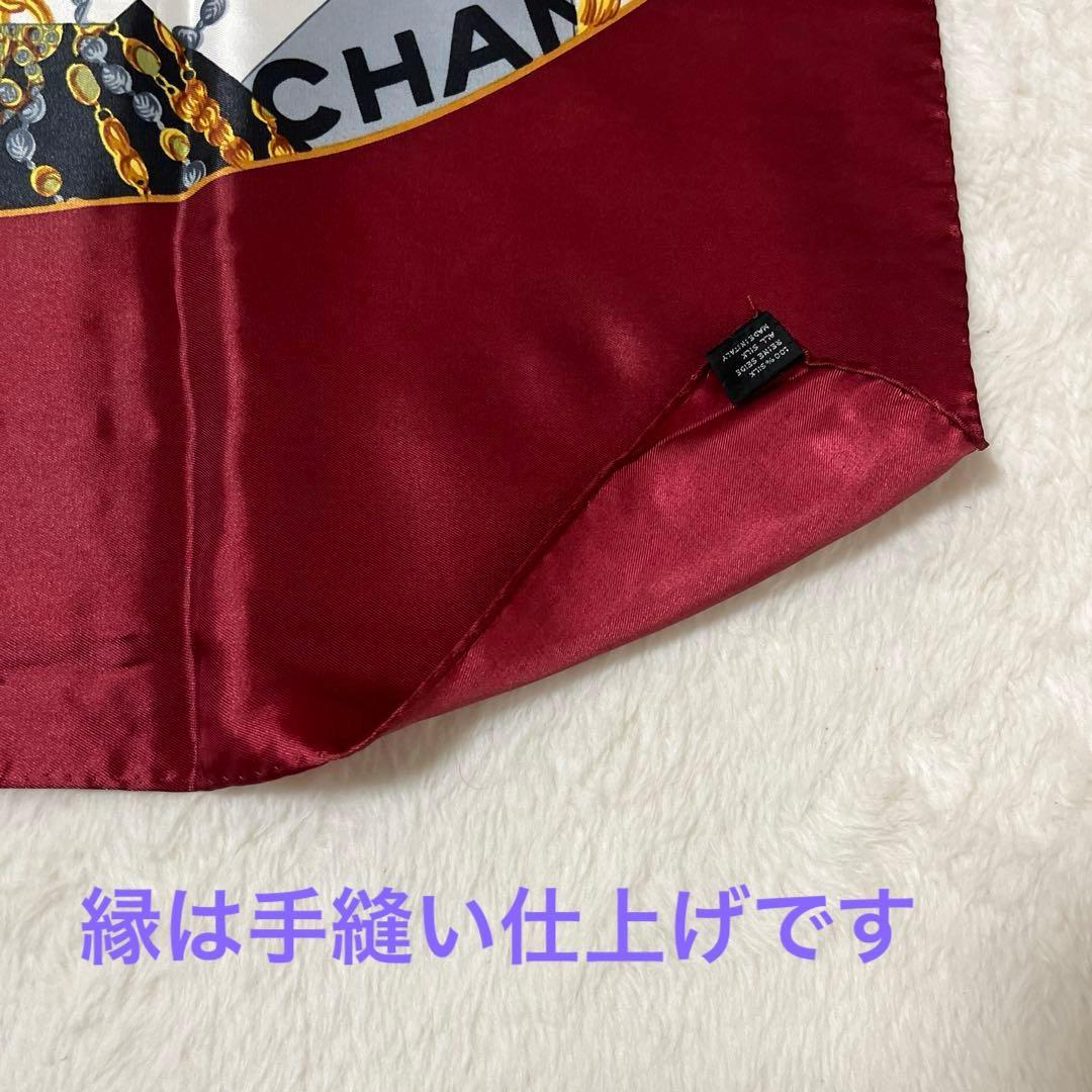極美品 シャネル CCロゴ ココマーク スカーフ シルク 赤 ヴィンテージ