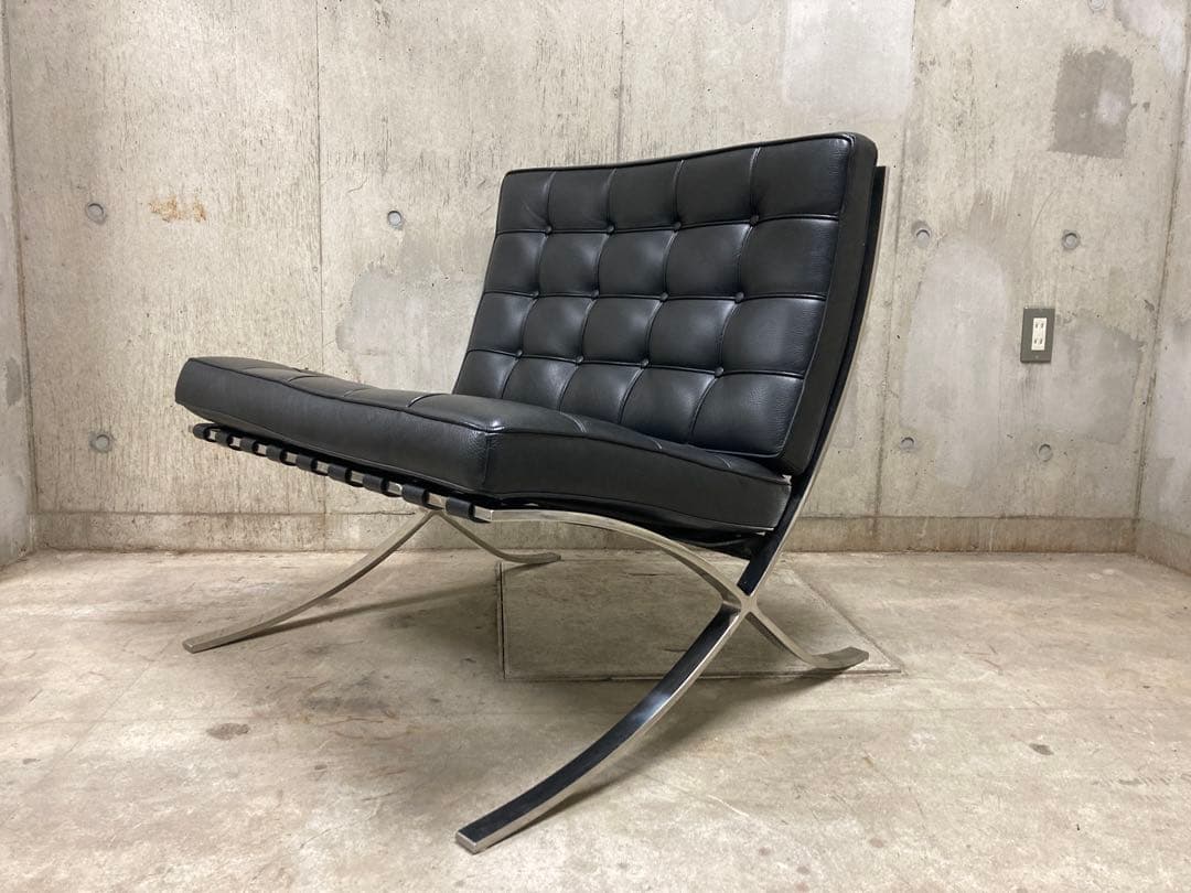 定価140万! 名作 良品 正規Knoll 黒 バルセロナ チェア オットマン
