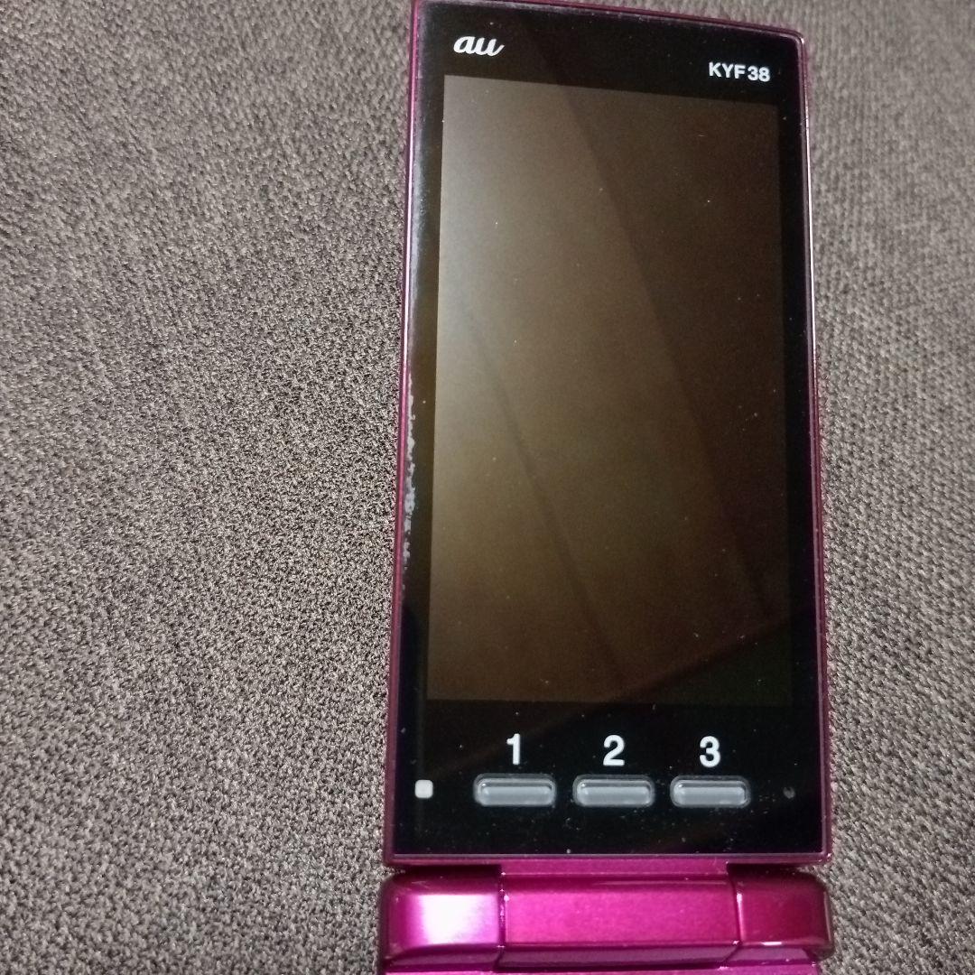 【美品】キョーセラ　au　KYF38　かんたん携帯　ガラケー　ピンク　充電器付