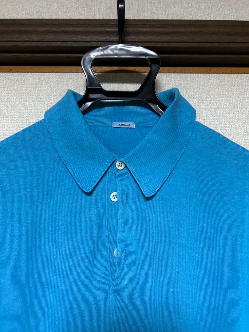 【極美品】malo マーロ ニットポロ 水色52 ニット生地