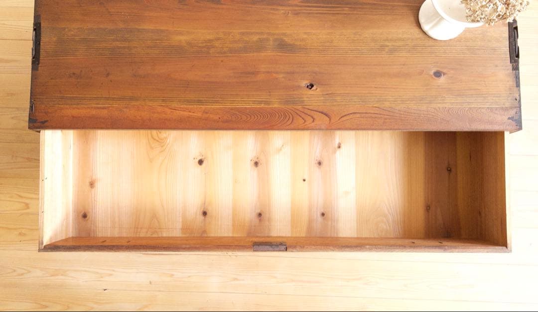 ローボード 2段チェスト 収納棚 アイアン取手 古道具 古家具 アンティーク