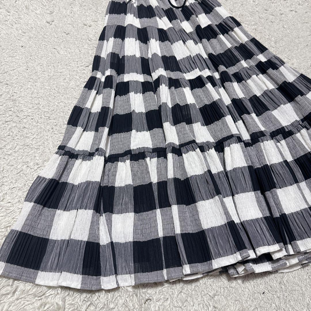 エルフ OBLI ブロックチェック マキシスカート ロングスカート S