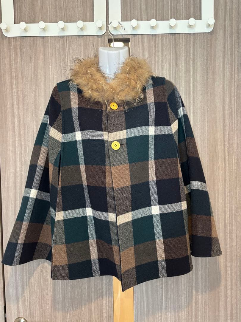 BLUE LABEL CRESTBRIDGE ポンチョ ネイビー チェック柄 人気✨ブルー