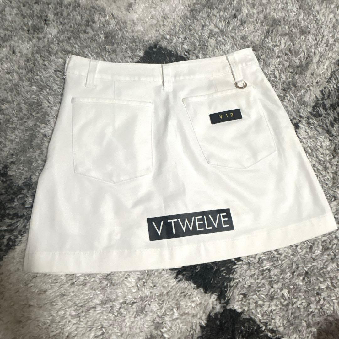 ヴィトゥエルヴ　V12 プリーツ 切替スカート　ゴルフスカート　白　M