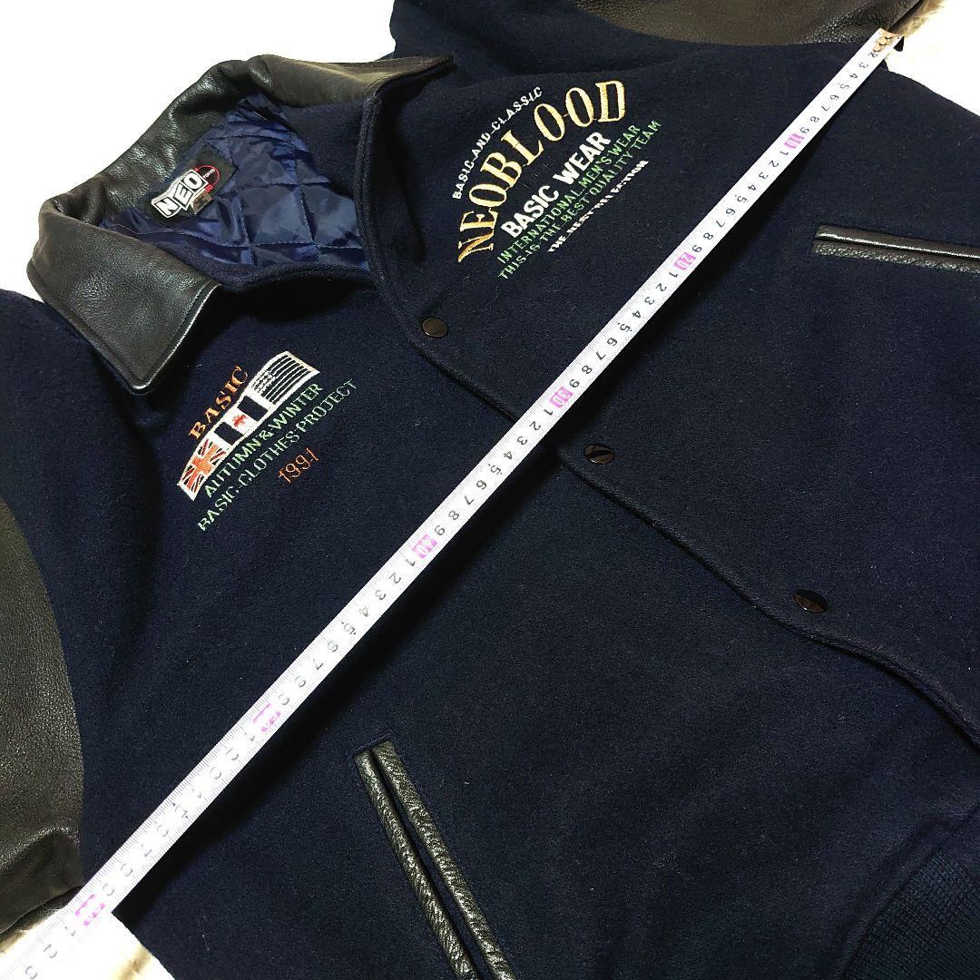 【希少】NEO BLOOD TOKYO 袖レザー スタジャン 刺繍 L相当