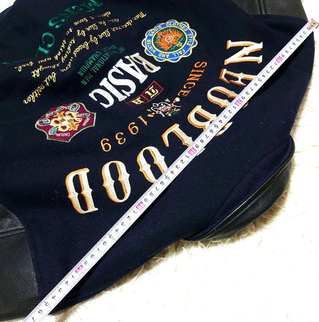 【希少】NEO BLOOD TOKYO 袖レザー スタジャン 刺繍 L相当