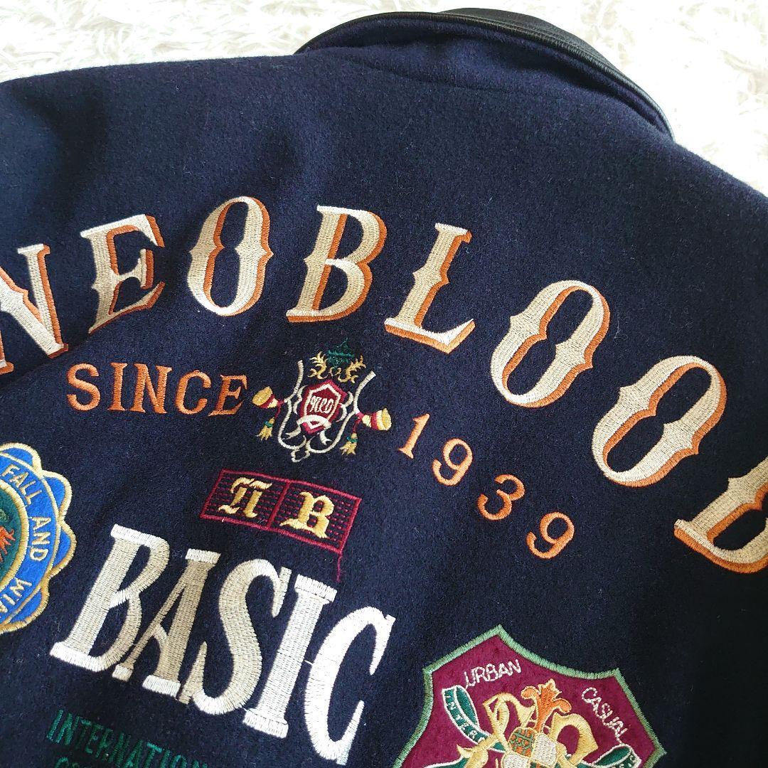 【希少】NEO BLOOD TOKYO 袖レザー スタジャン 刺繍 L相当