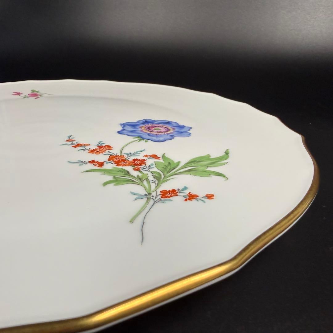 未使用 マイセン 金彩 2つ花 アネモネグランドプレート(34cm)1枚、1級品