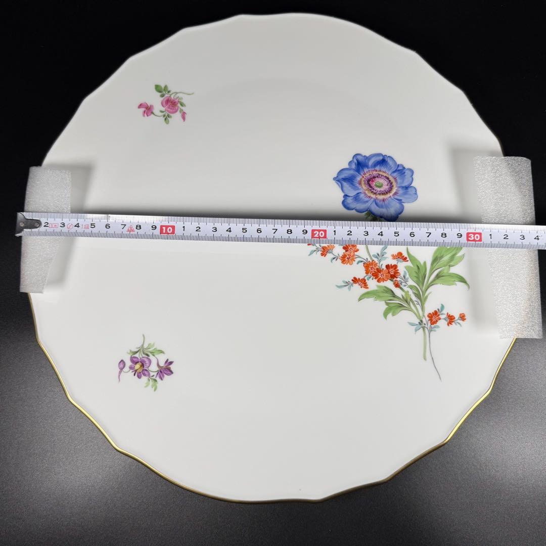 未使用 マイセン 金彩 2つ花 アネモネグランドプレート(34cm)1枚、1級品