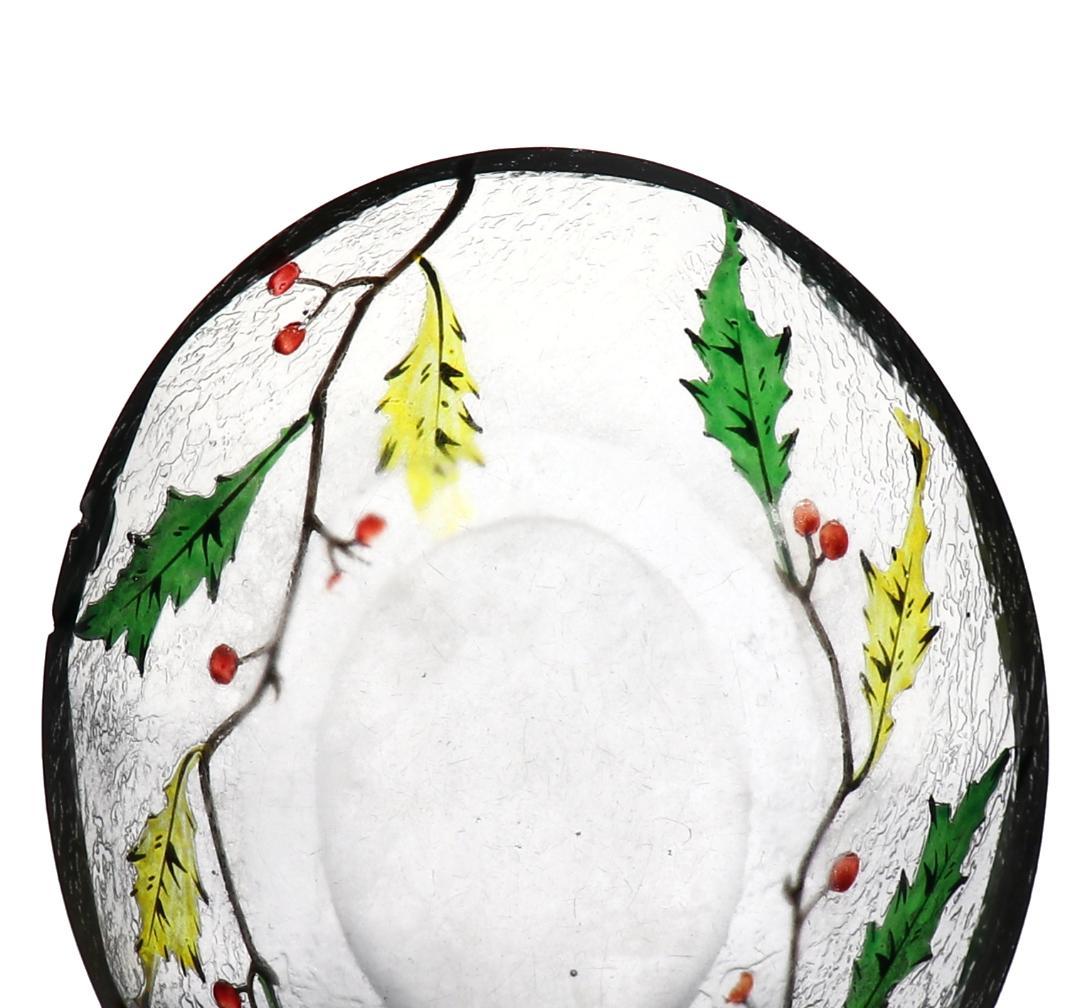 オールド・バカラ 美術館級 多色エナメル×アシッドエッチング 楕円型