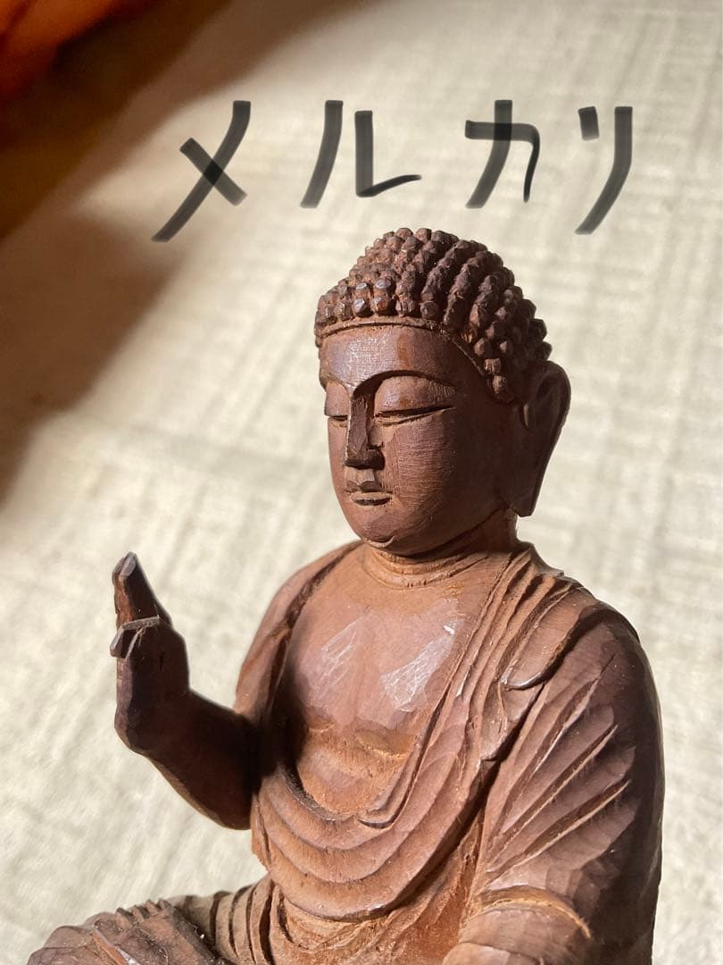 大正末期／木造・阿弥陀如来座像。【舟形後背含む22cm 3分割出来ます】。