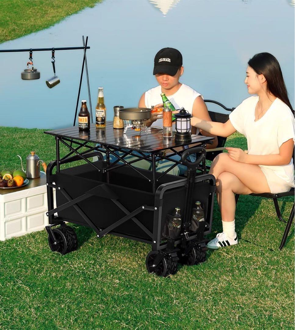 ワゴン車 キャンプ カート高耐荷 1秒撤収 ワンタッチ収束 自立収納 調節可能