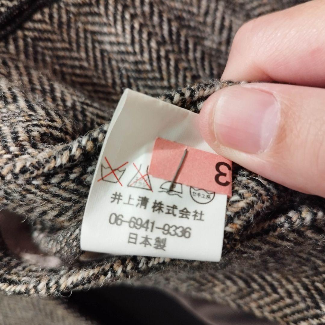 【美品】HARRIS TWEED ヘリンボーン シングル ラグランスリーブコート