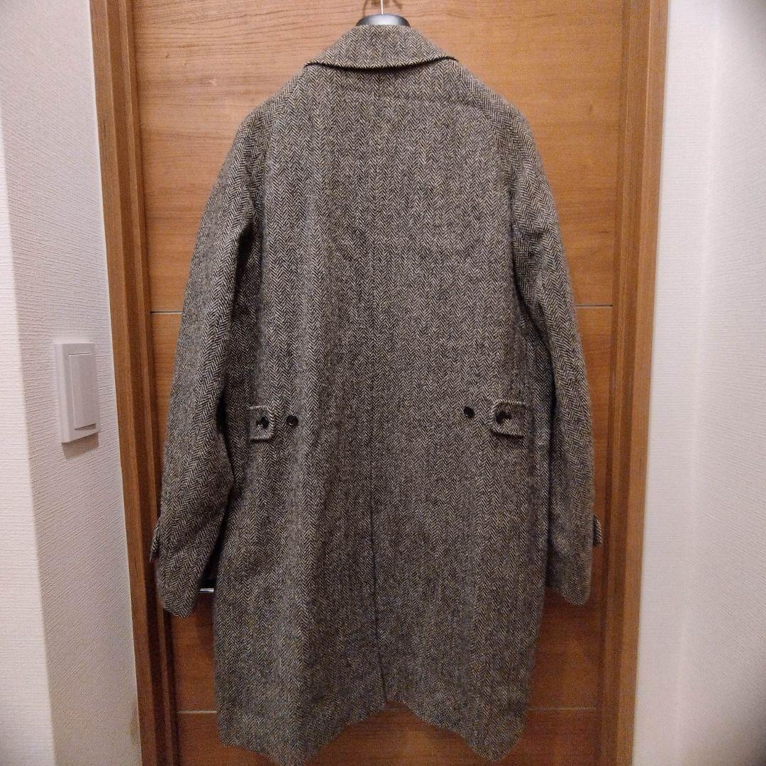 【美品】HARRIS TWEED ヘリンボーン シングル ラグランスリーブコート