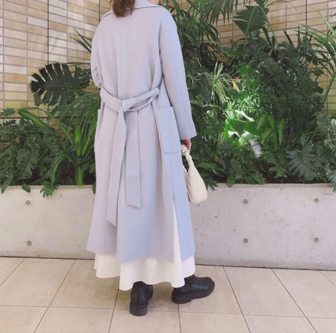 アルアバイル ネイビー ロングコート ベルト付き
