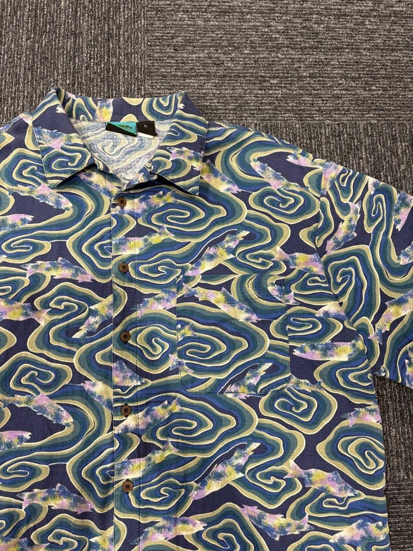 希少 美品 XL 90s パタゴニア 渦巻き ACシャツ JAVA FISH