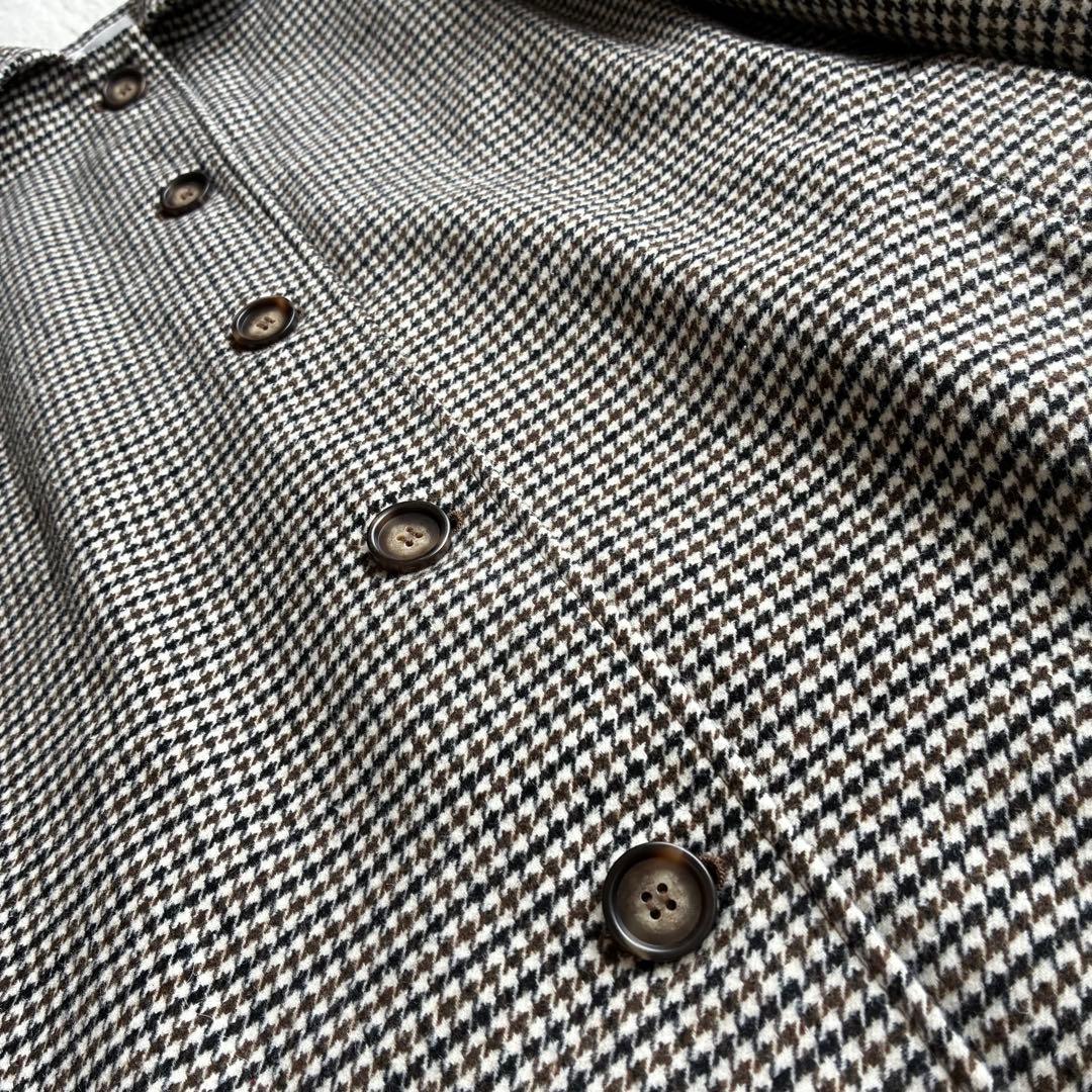 ファシル FASHIRU ウール混 ステンカラーコート 千鳥柄 ロングコート