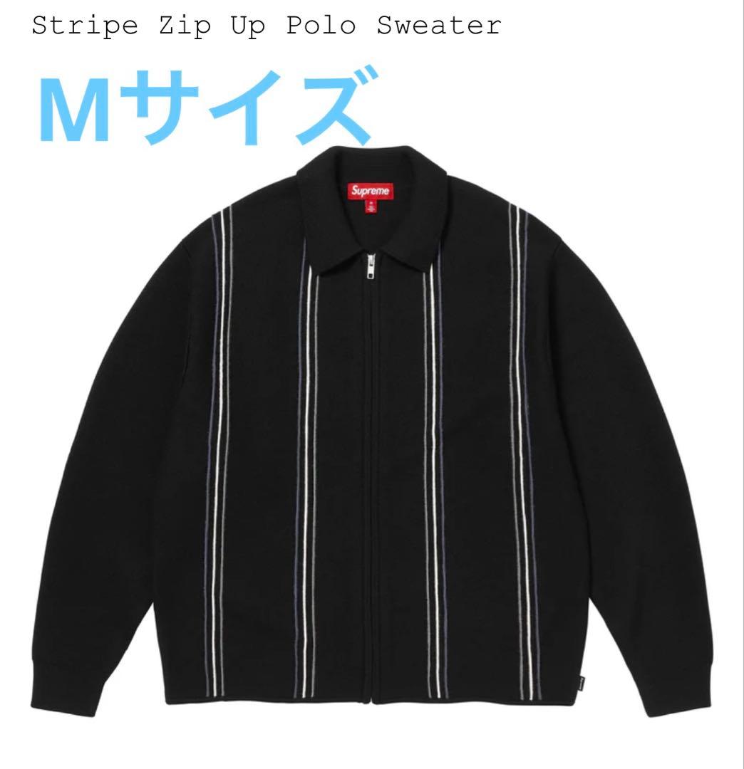Supreme Stripe Zip Up Polo Sweater Black - メルカリ