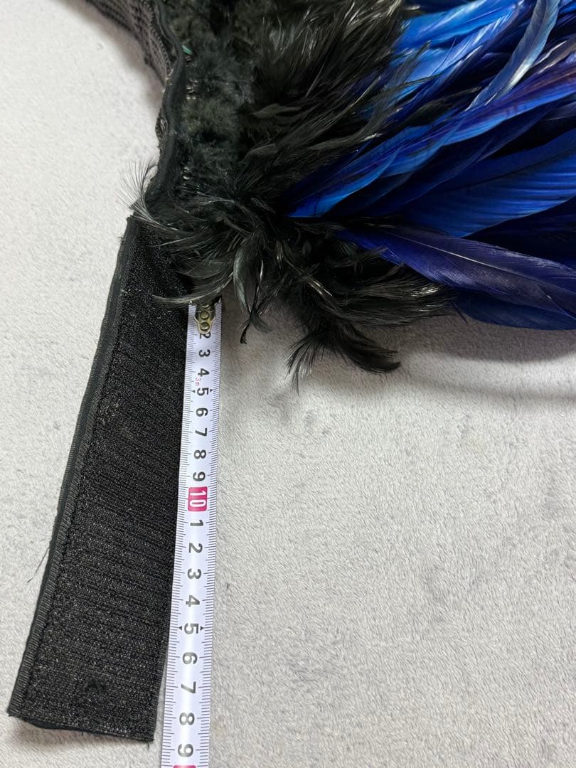 タヒチアンダンス羽根ヒップベルトブルー黒衣装