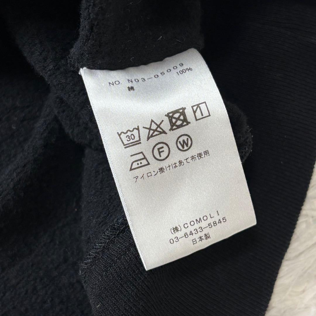 COMOLI スウェット インレイ起毛 長袖 クルーネック ブラック 2
