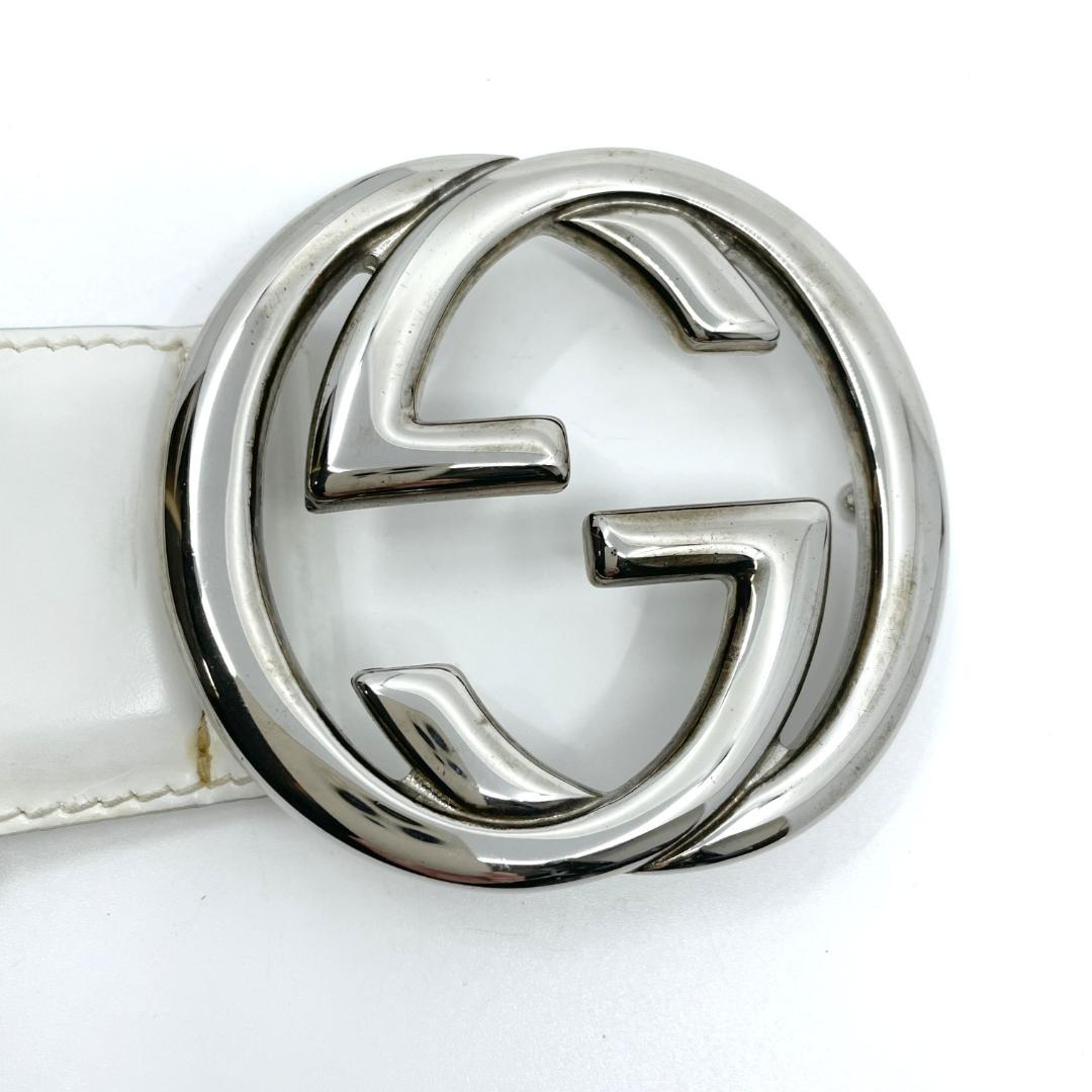 GUCCI　インターロッキング レザー 037 194 0979 　白　ベルト