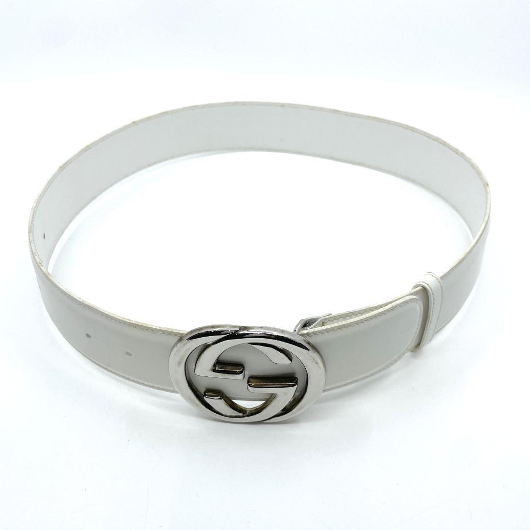 GUCCI　インターロッキング レザー 037 194 0979 　白　ベルト
