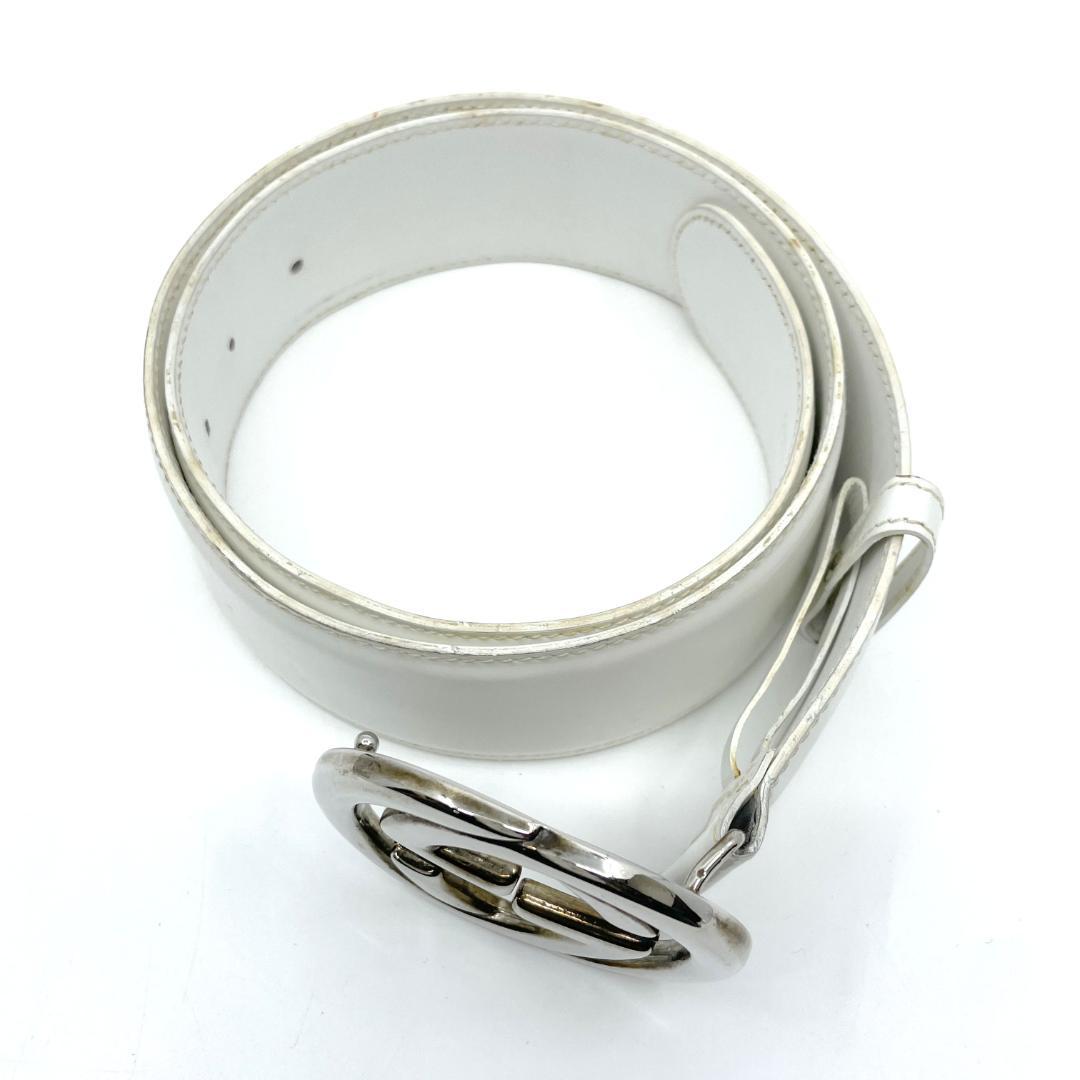 GUCCI　インターロッキング レザー 037 194 0979 　白　ベルト