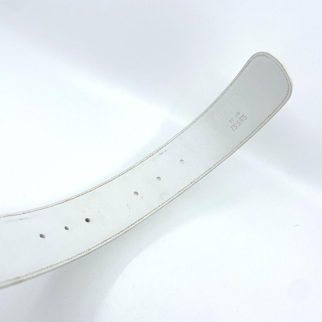GUCCI　インターロッキング レザー 037 194 0979 　白　ベルト
