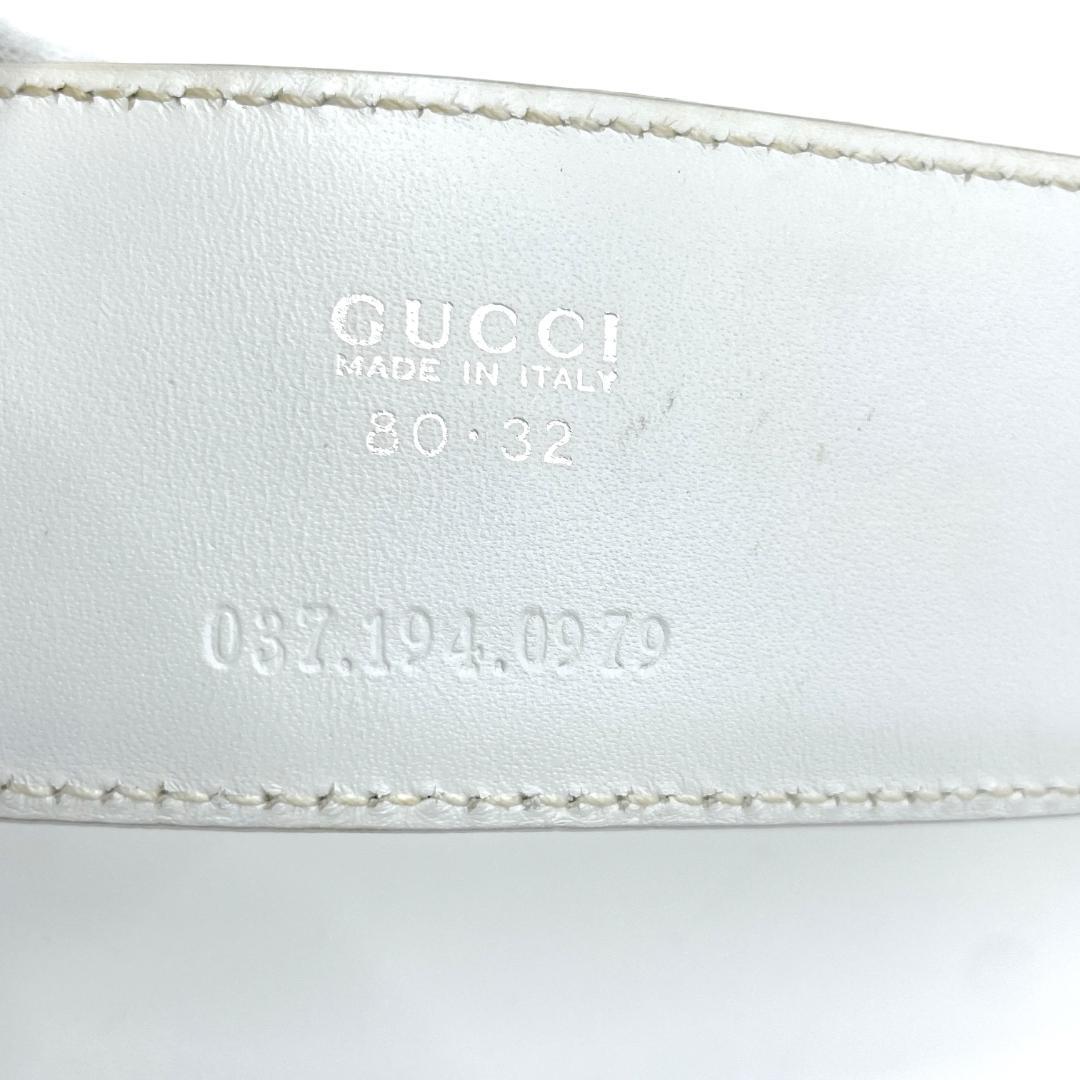 GUCCI　インターロッキング レザー 037 194 0979 　白　ベルト