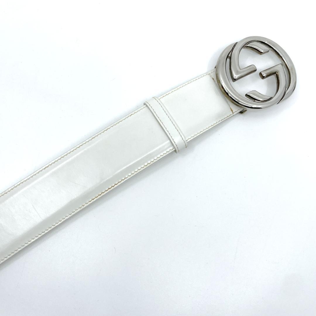 GUCCI　インターロッキング レザー 037 194 0979 　白　ベルト