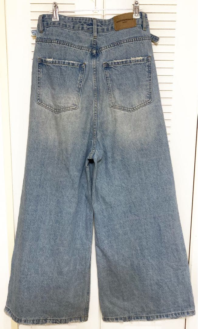 MASONPRINCE】サイドベルト ワイドフレアデニムパンツ ライトブルー