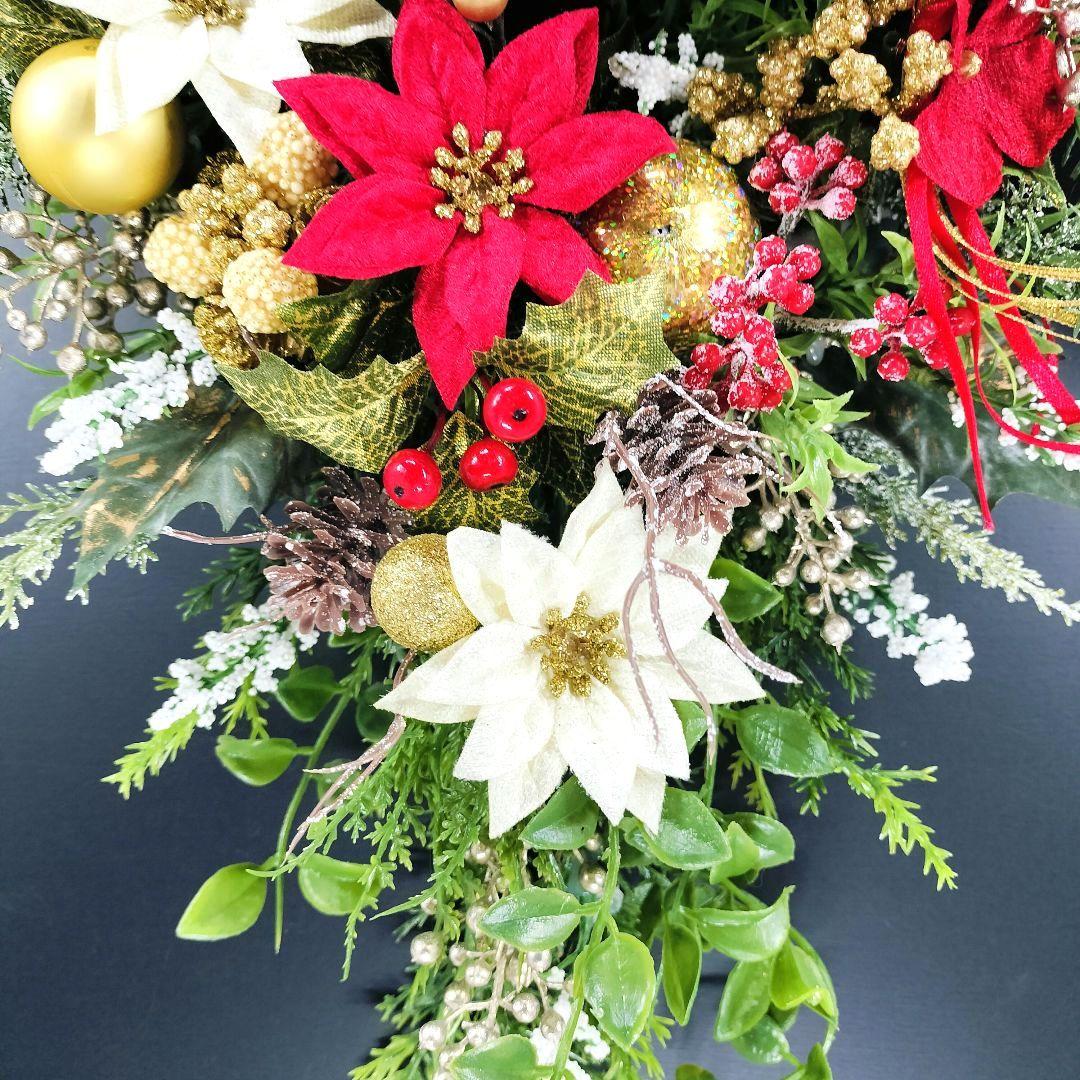 商品名【聖鈴】ゆきこ❤ポインセチアのクリスマスリース* 冬リース