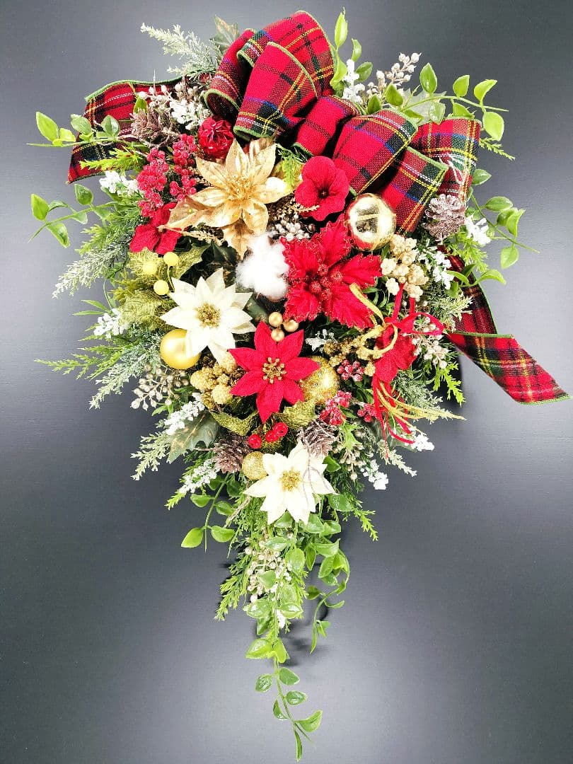 商品名【聖鈴】ゆきこ❤ポインセチアのクリスマスリース* 冬リース