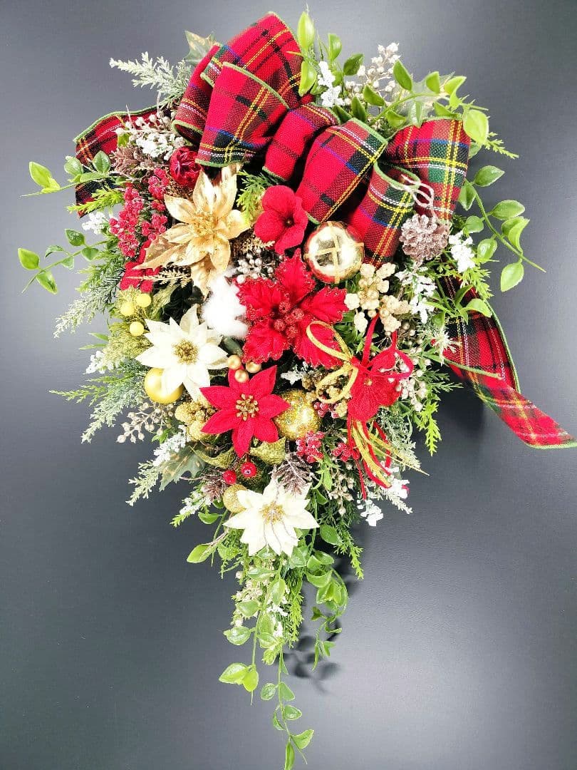 商品名【聖鈴】ゆきこ❤ポインセチアのクリスマスリース* 冬リース