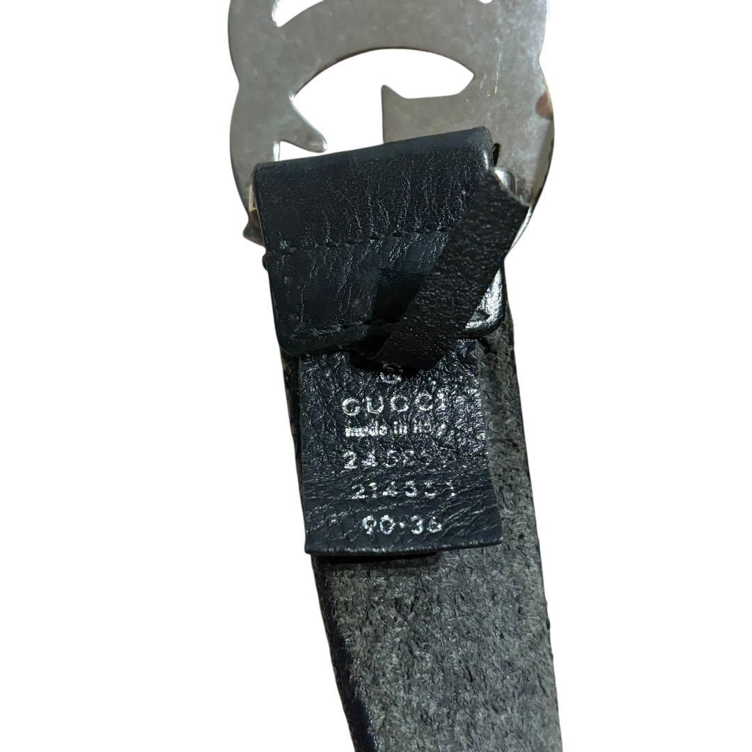 廃盤品　GUCCI グッチ　ブラックレザーベルト GG マーモント　本革　Y2K