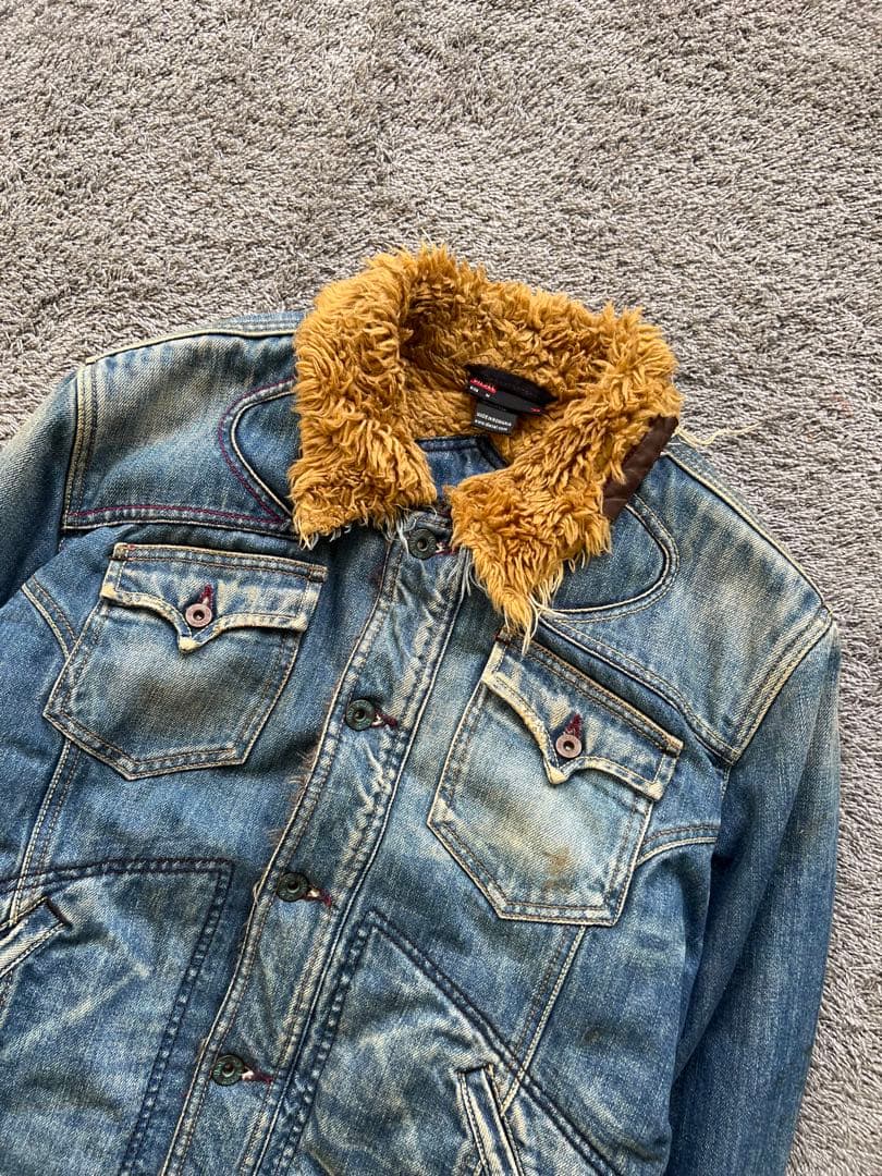 ジャケット・アウター \"90's DIESEL\" Damage Boa Denim Jacket
