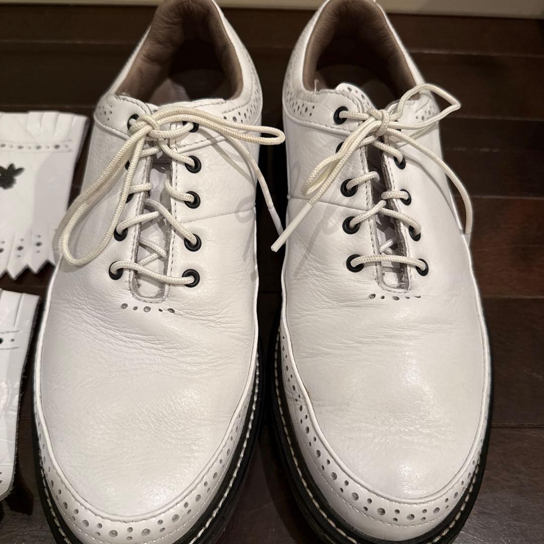 ADIDAS×BogeyBoys ホワイトレザーゴルフシューズ フリンジ付き