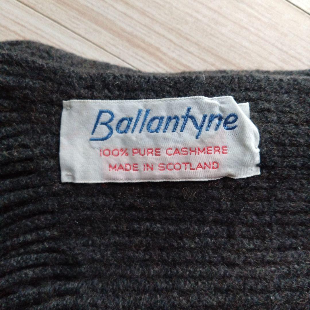 美品　Ballantyne カシミヤ100% マフラー フリンジ　グレー　旧タグ