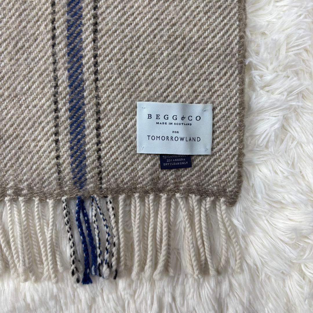 BEGG&CO✨トゥモローランド✨大判マフラーストール✨チェックアンゴラウール混