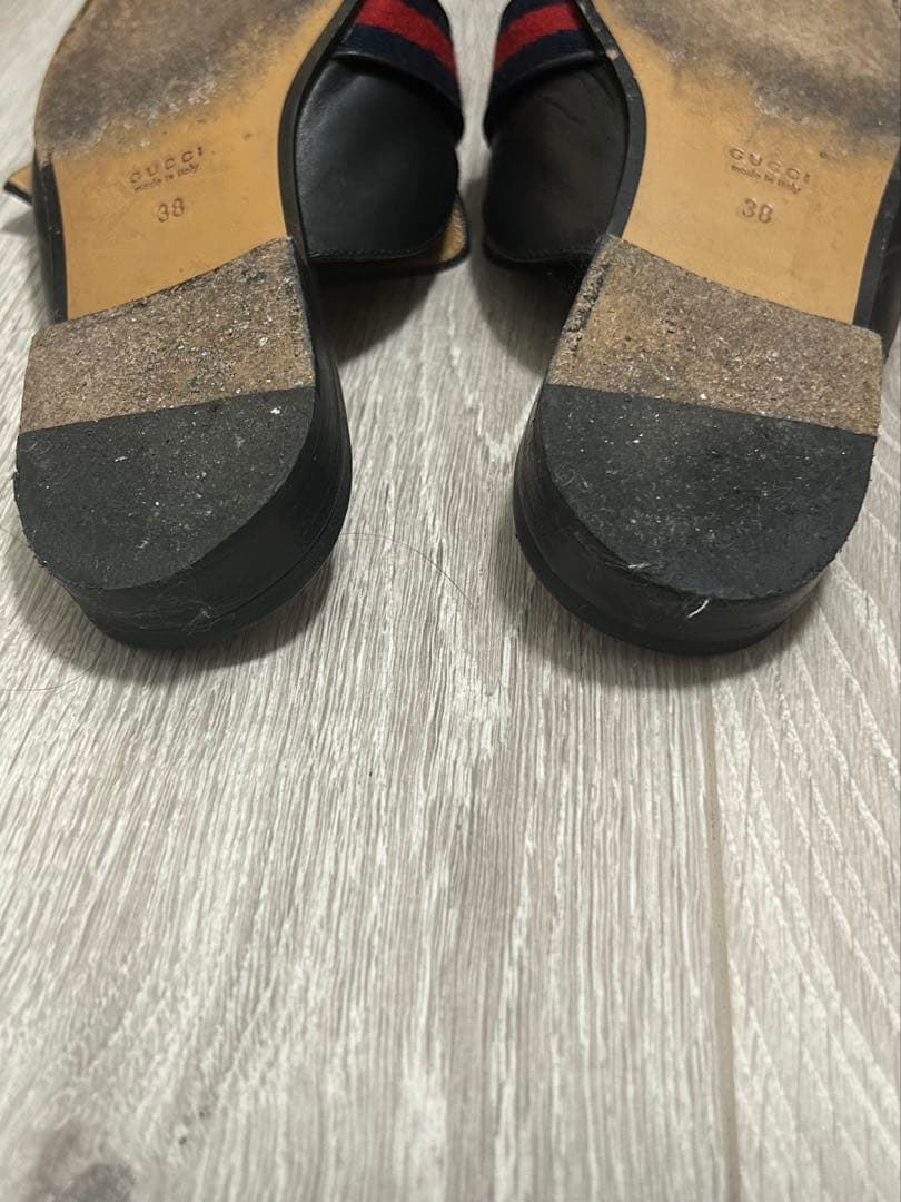 グッチ プリンスタウン スリッパ ミュール 38 シェリーライン ダブルG 黒