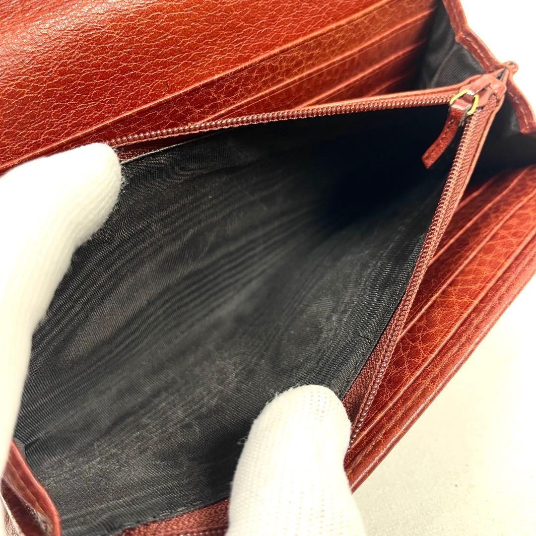 グッチ 長財布 未使用級 ビンテージ 本革 ステッチ 編み込み ロゴ型押し