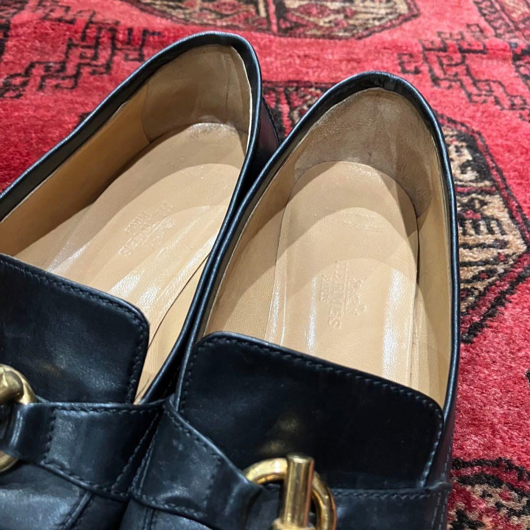 HERMES エルメスシェーヌダンクルデザインレザーローファー