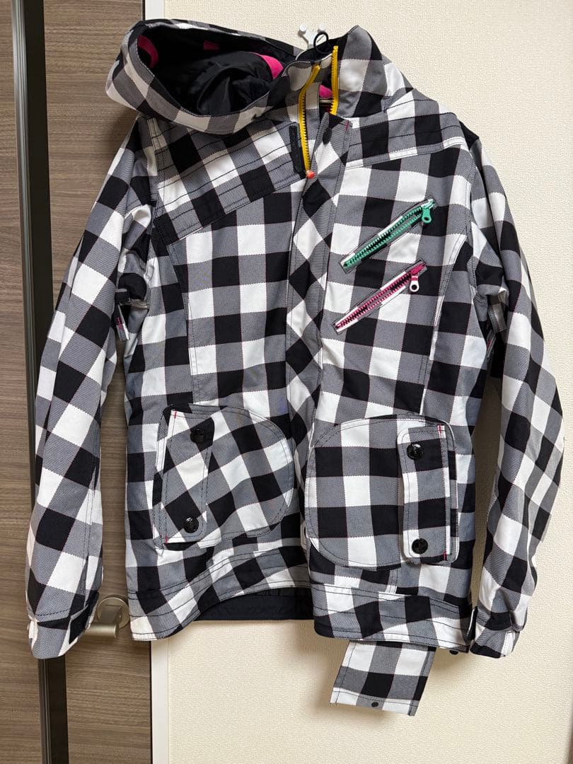 美品】X-NIX セットアップ スノボーウェア L/（USM）ピンク チェック