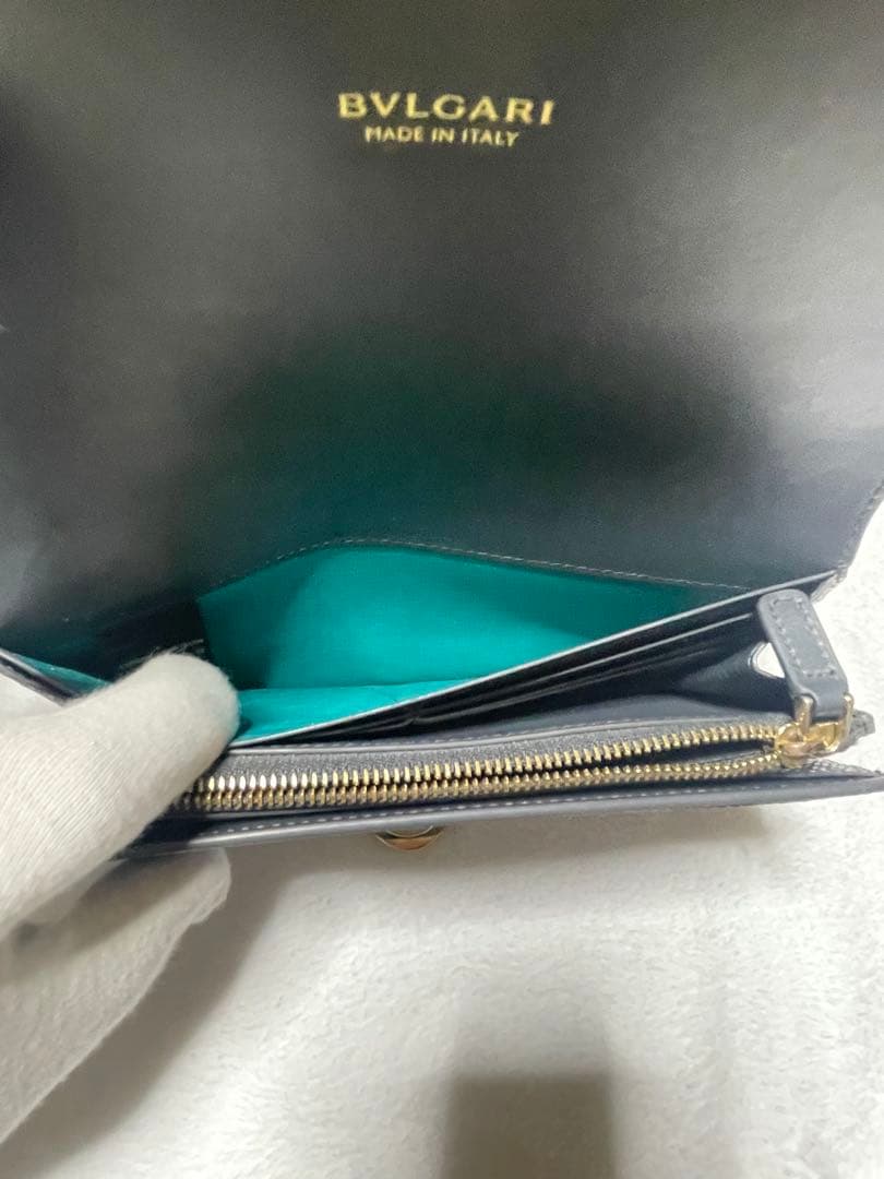 BVLGARI カルングスキン長財布 シルバー