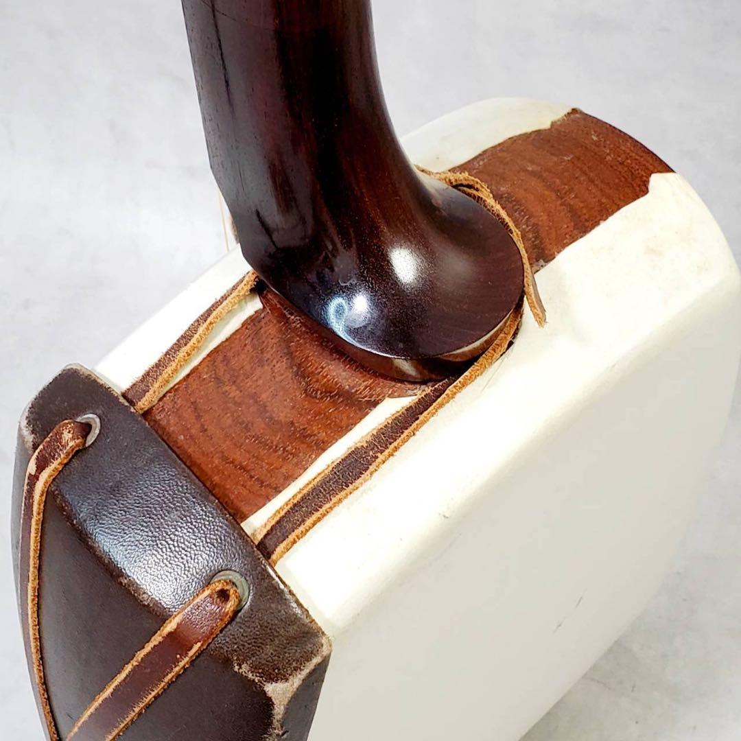 ジャンク】津軽三味線 東さわり 紅木 太棹 正寸 丸打胴 犬皮 三つ折り