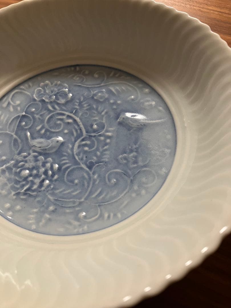 稲村真耶さん　呉須染花鳥文深皿　3枚セット