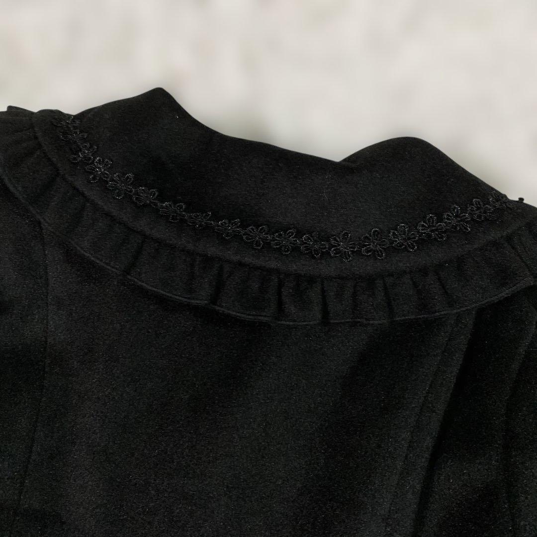 ♡美品♡アクシーズファムカワイイ ロングコート ブラック フリル M パール