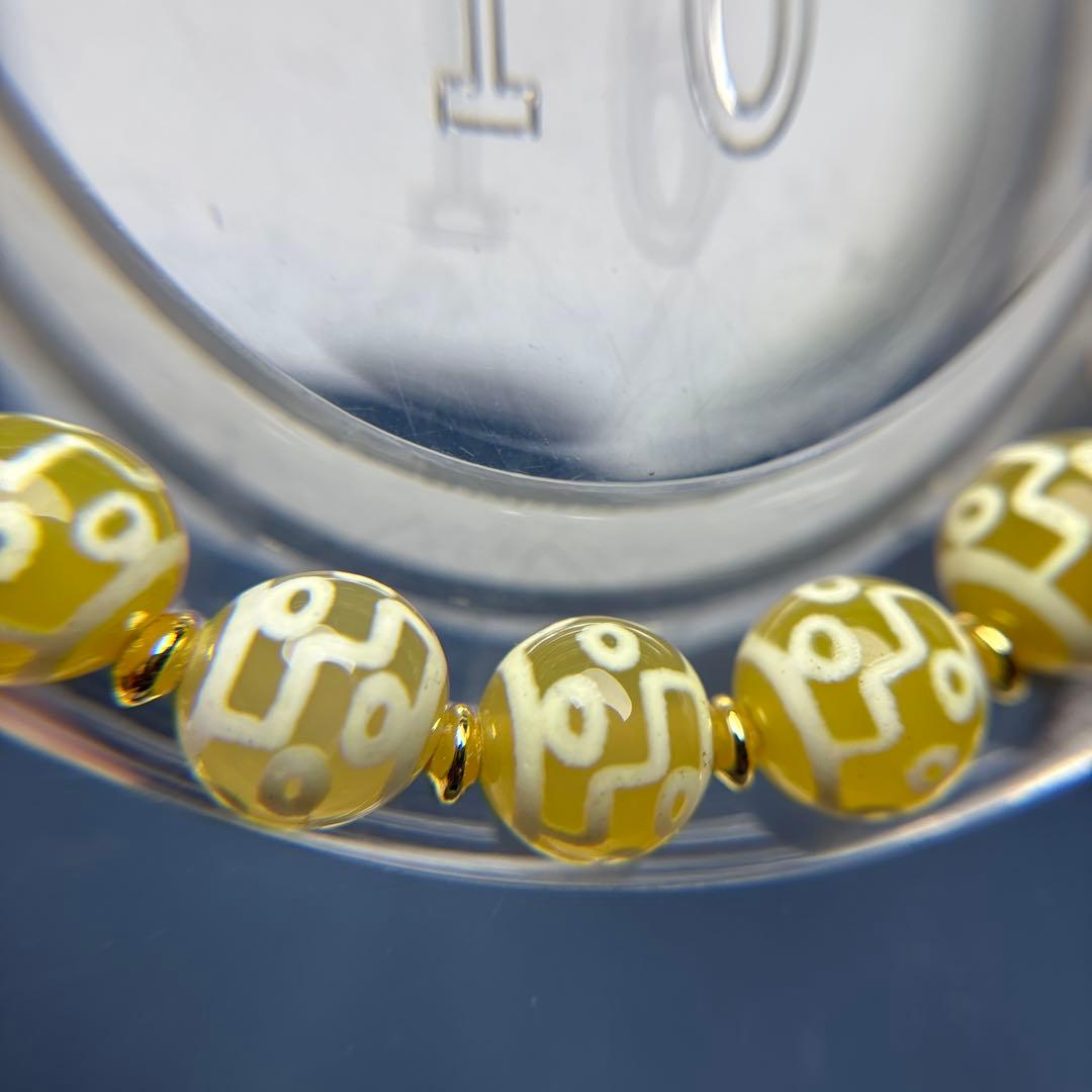 まろんくりーむ瑪瑙　九眼天珠ブレス　12-167