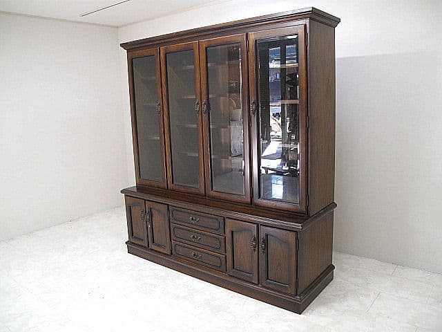 美品 カリモク 「コロニアル」 大型ブックシェルフ　W180ｃｍ　　本棚/書棚