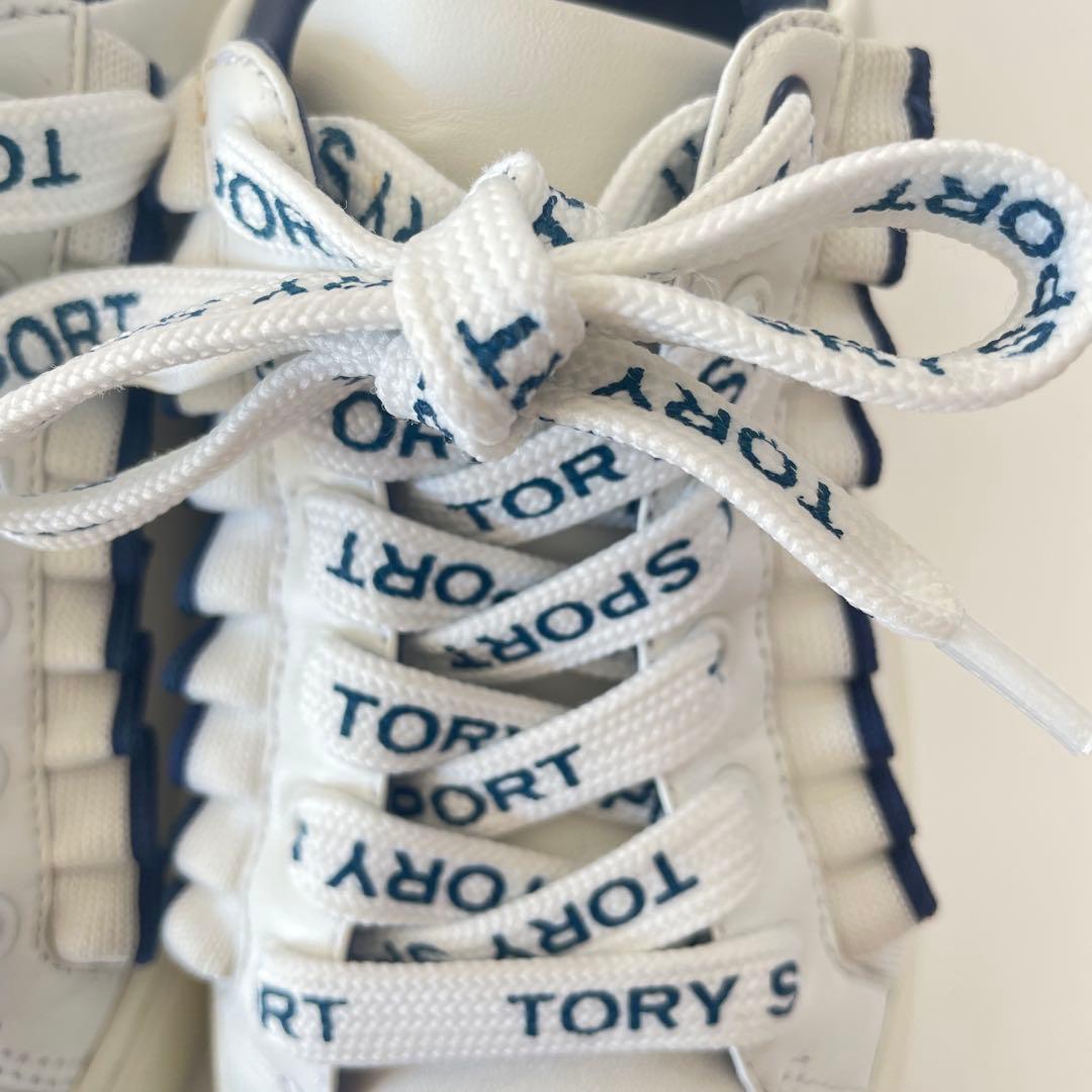 【美品】TORY SPORT フリルデザイン　ホワイト ローカットスニーカー